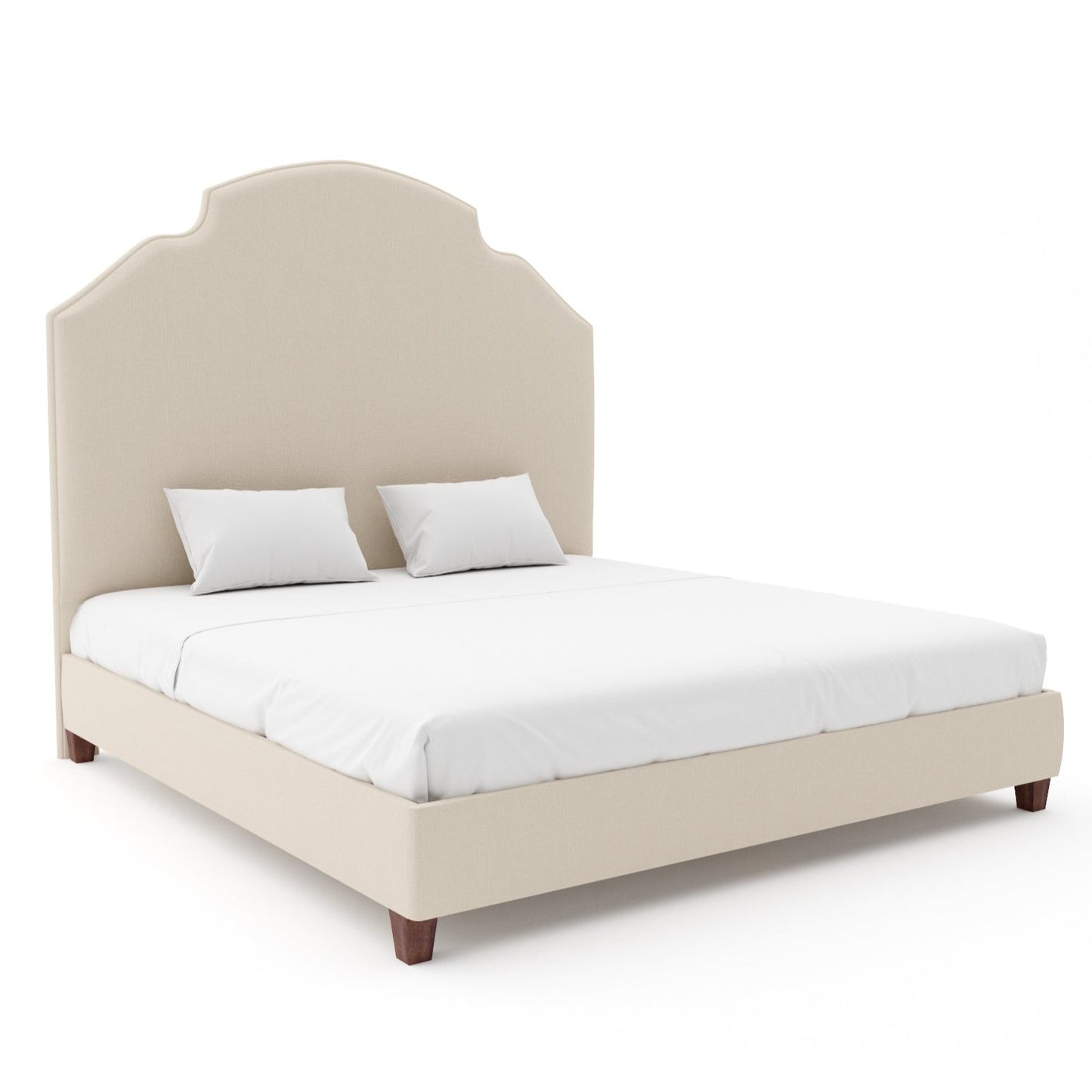 wood upholstered king bed