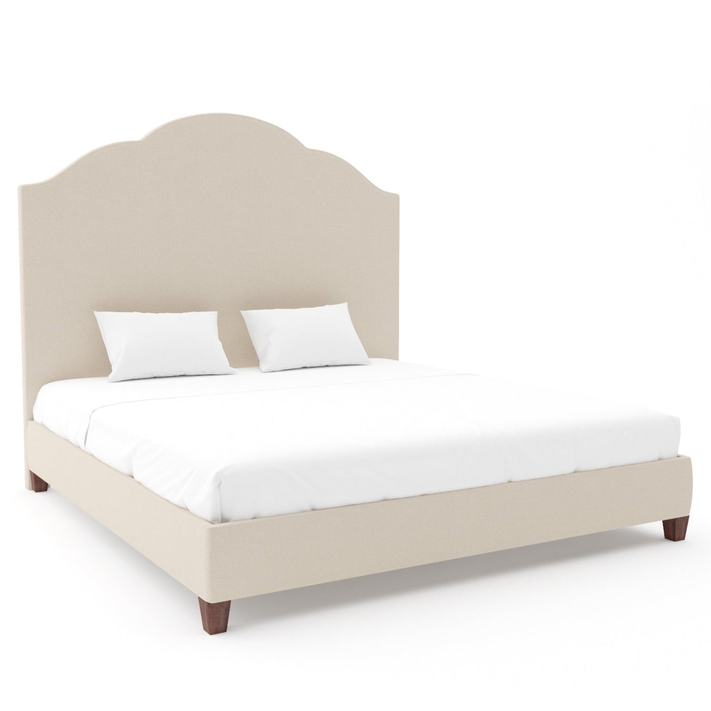 wood and upholstered queen bed