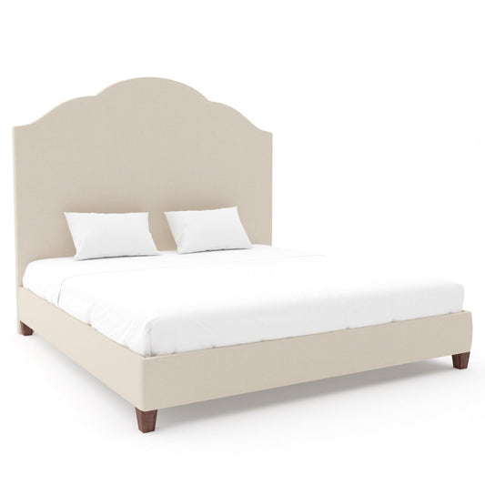 wood and upholstered queen bed